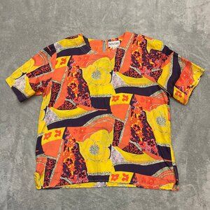Women’s Silk Time Authentic Vintage 100% Silk Floral Shirt Large  r
